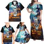 Happy Kangaboo Family Matching Off Shoulder Maxi Dress and Hawaiian Shirt Kangaroo and Halloween Haunted House