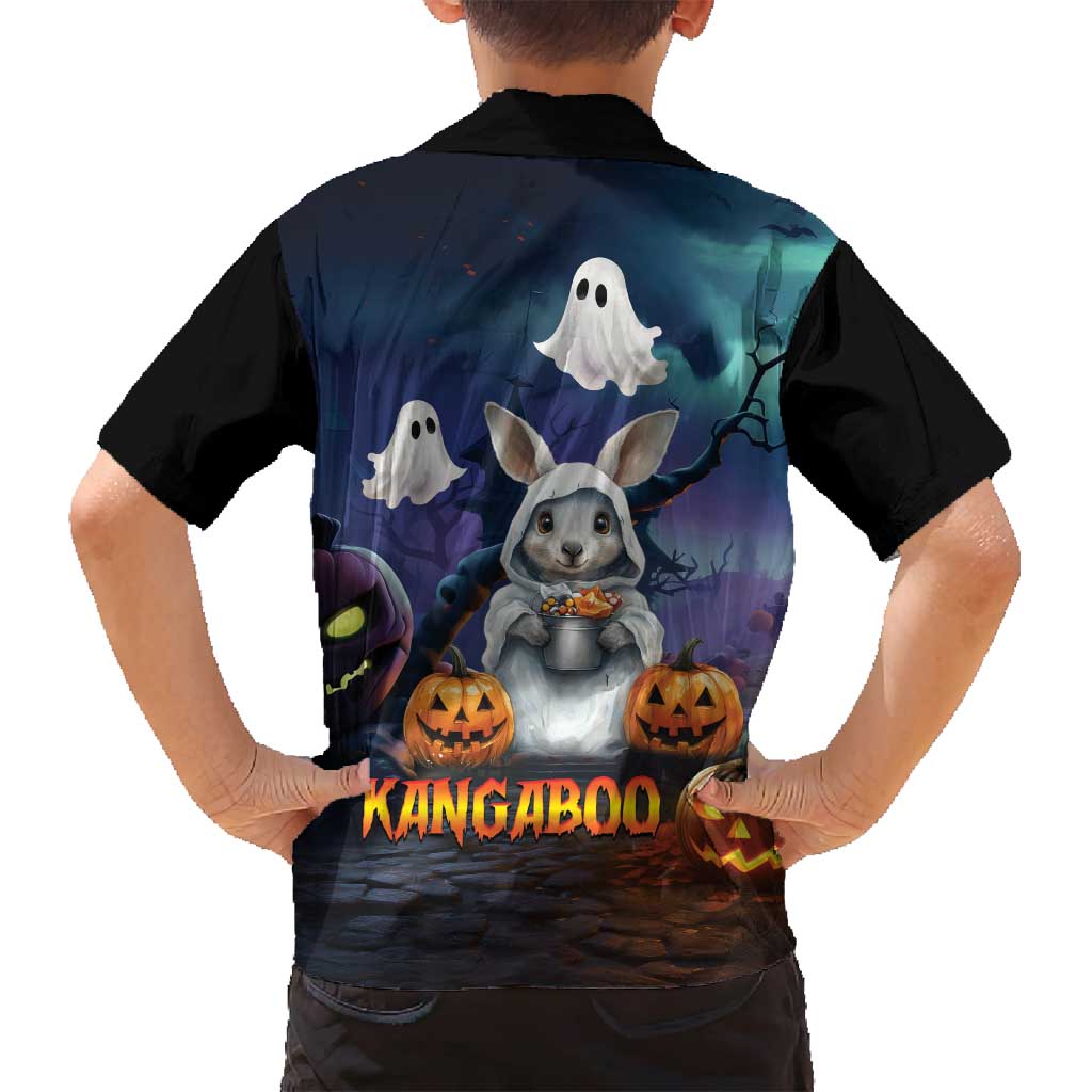Happy Kangaboo Family Matching Off Shoulder Maxi Dress and Hawaiian Shirt Kangaroo and Halloween Haunted House