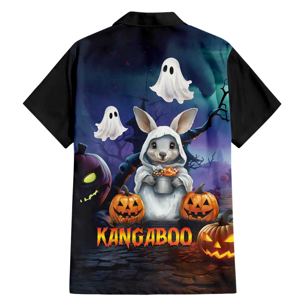 Happy Kangaboo Family Matching Off Shoulder Short Dress and Hawaiian Shirt Kangaroo and Halloween Haunted House