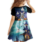 Happy Kangaboo Family Matching Summer Maxi Dress and Hawaiian Shirt Kangaroo and Halloween Haunted House