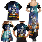 Happy Kangaboo Family Matching Summer Maxi Dress and Hawaiian Shirt Kangaroo and Halloween Haunted House