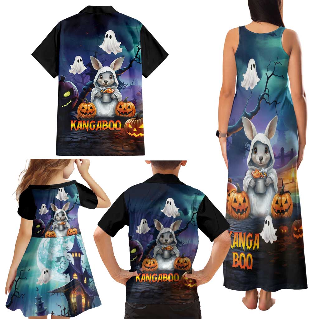 Happy Kangaboo Family Matching Tank Maxi Dress and Hawaiian Shirt Kangaroo and Halloween Haunted House