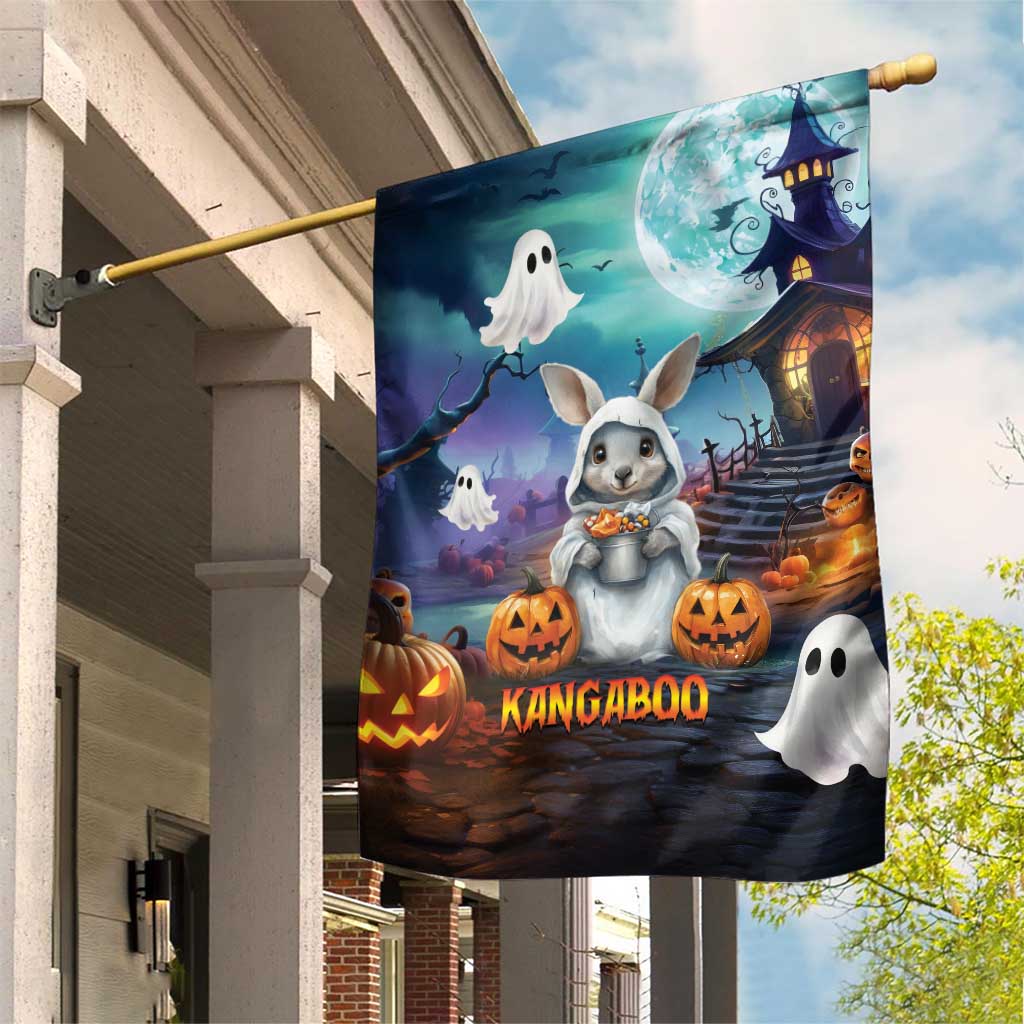Happy Kangaboo Garden Flag Kangaroo and Halloween Haunted House