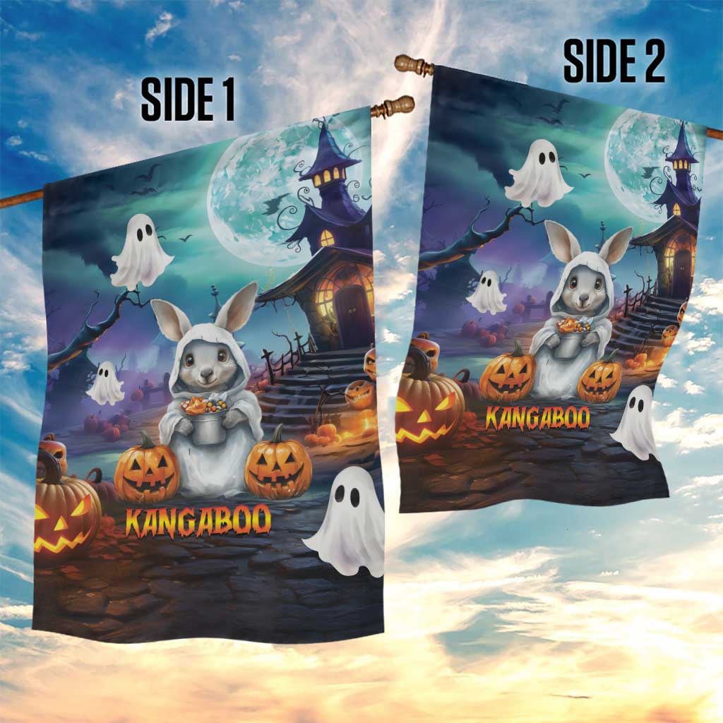 Happy Kangaboo Garden Flag Kangaroo and Halloween Haunted House