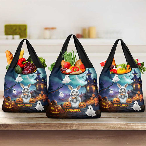 Happy Kangaboo Grocery Bag Kangaroo and Halloween Haunted House