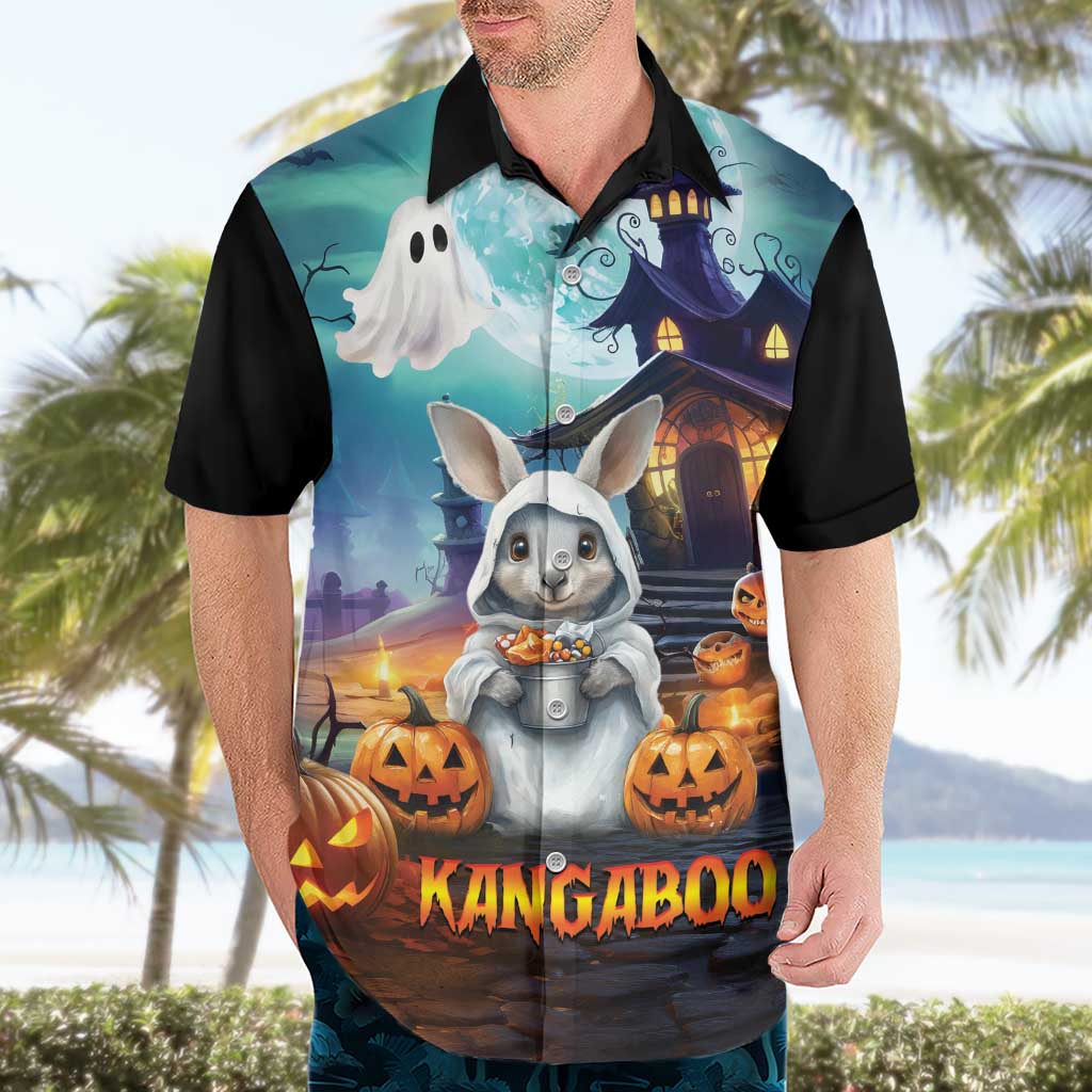 Happy Kangaboo Hawaiian Shirt Kangaroo and Halloween Haunted House