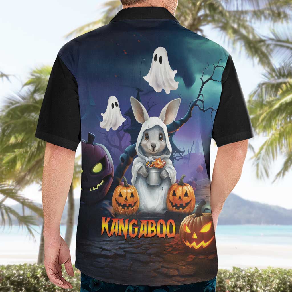 Happy Kangaboo Hawaiian Shirt Kangaroo and Halloween Haunted House