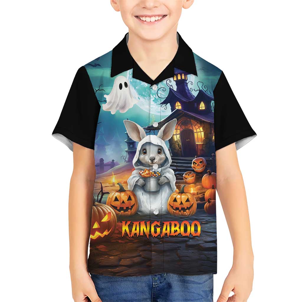 Happy Kangaboo Hawaiian Shirt Kangaroo and Halloween Haunted House