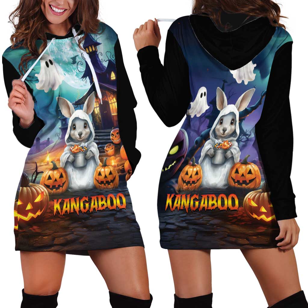 Happy Kangaboo Hoodie Dress Kangaroo and Halloween Haunted House