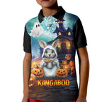 Happy Kangaboo Kid Polo Shirt Kangaroo and Halloween Haunted House
