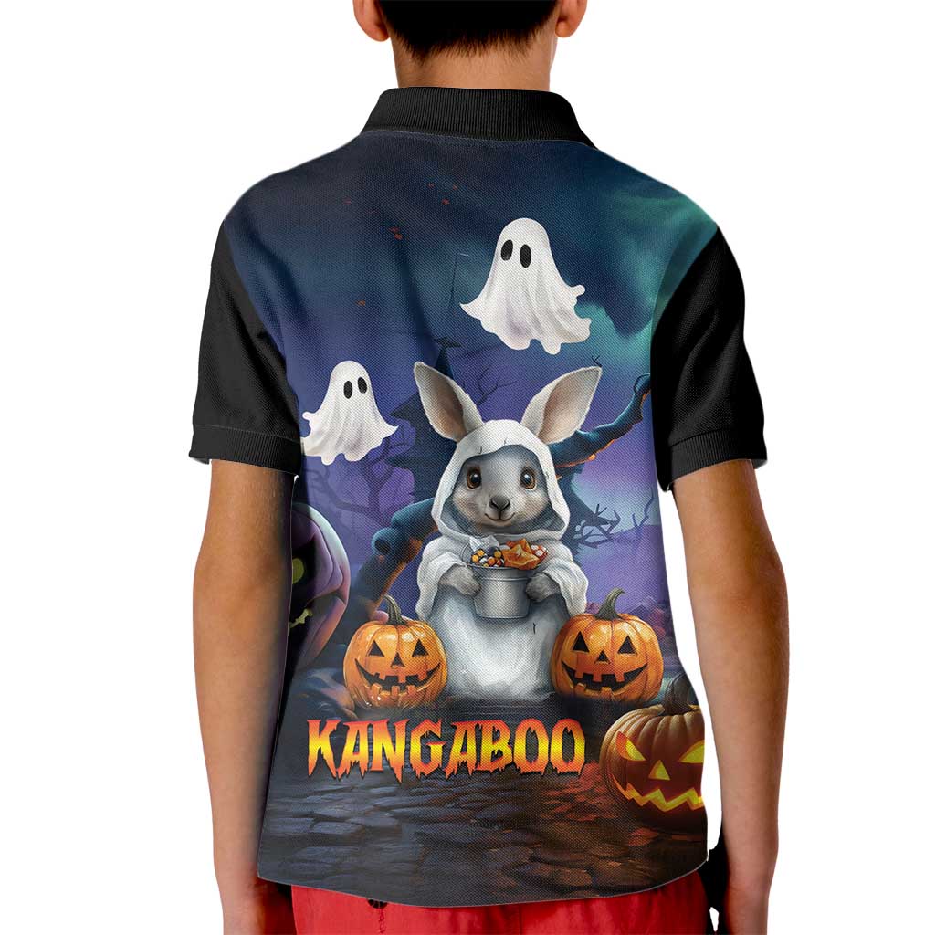 Happy Kangaboo Kid Polo Shirt Kangaroo and Halloween Haunted House