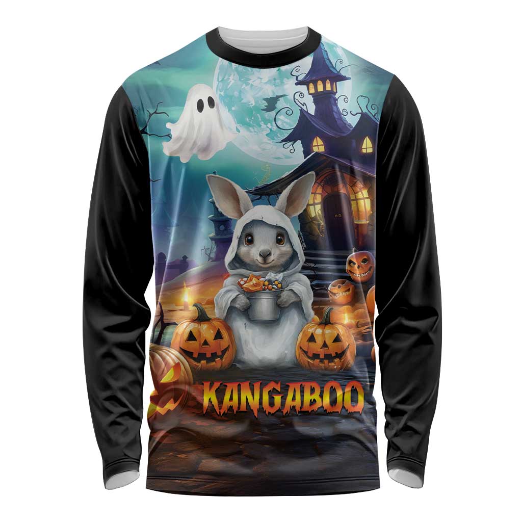 Happy Kangaboo Long Sleeve Shirt Kangaroo and Halloween Haunted House