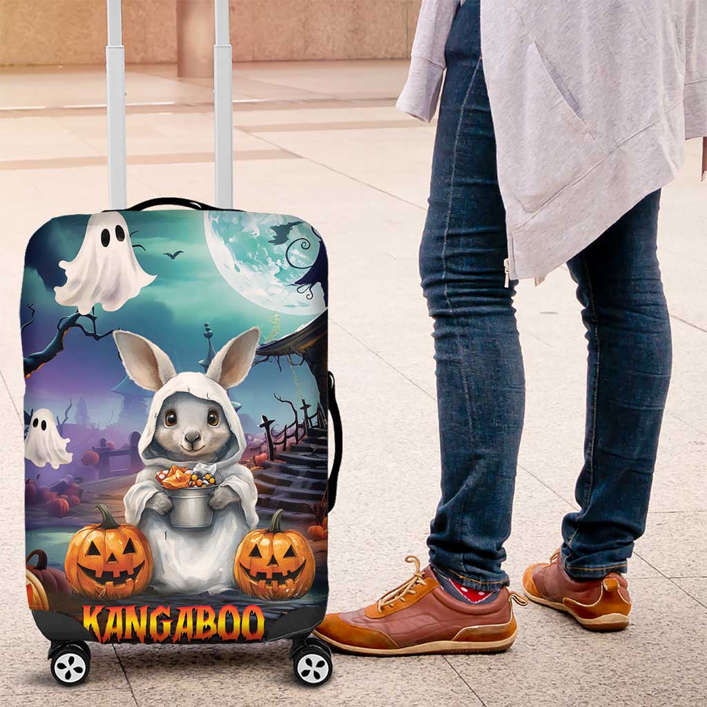 Happy Kangaboo Luggage Cover Kangaroo and Halloween Haunted House
