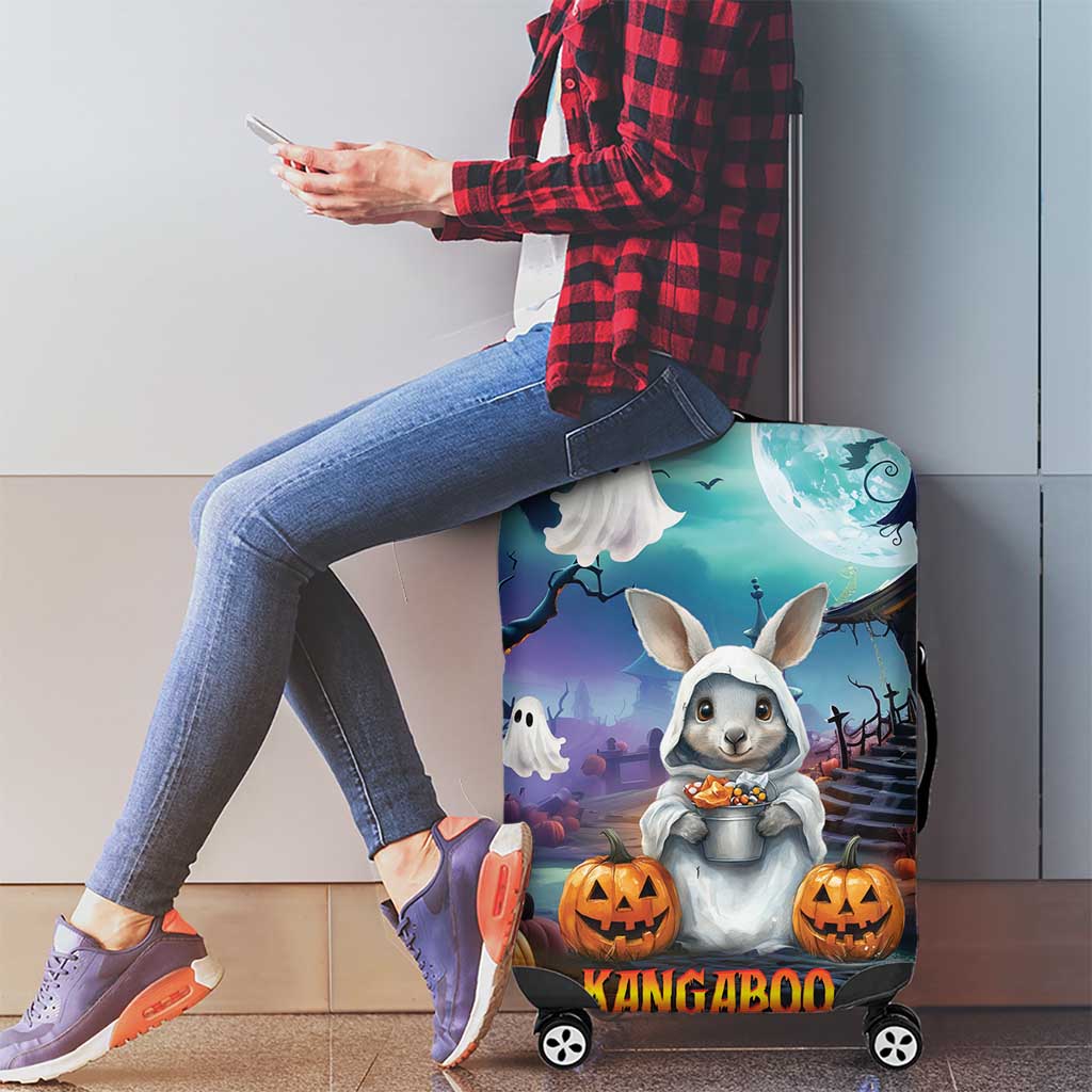 Happy Kangaboo Luggage Cover Kangaroo and Halloween Haunted House