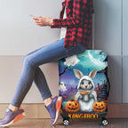 Happy Kangaboo Luggage Cover Kangaroo and Halloween Haunted House