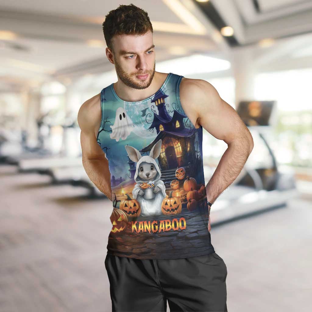 Happy Kangaboo Men Tank Top Kangaroo and Halloween Haunted House