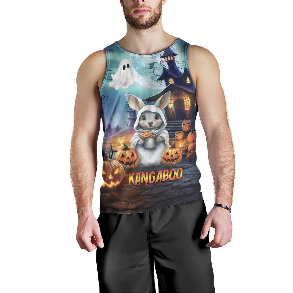Happy Kangaboo Men Tank Top Kangaroo and Halloween Haunted House