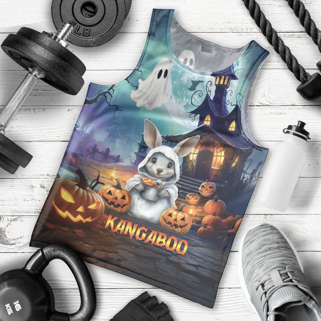 Happy Kangaboo Men Tank Top Kangaroo and Halloween Haunted House