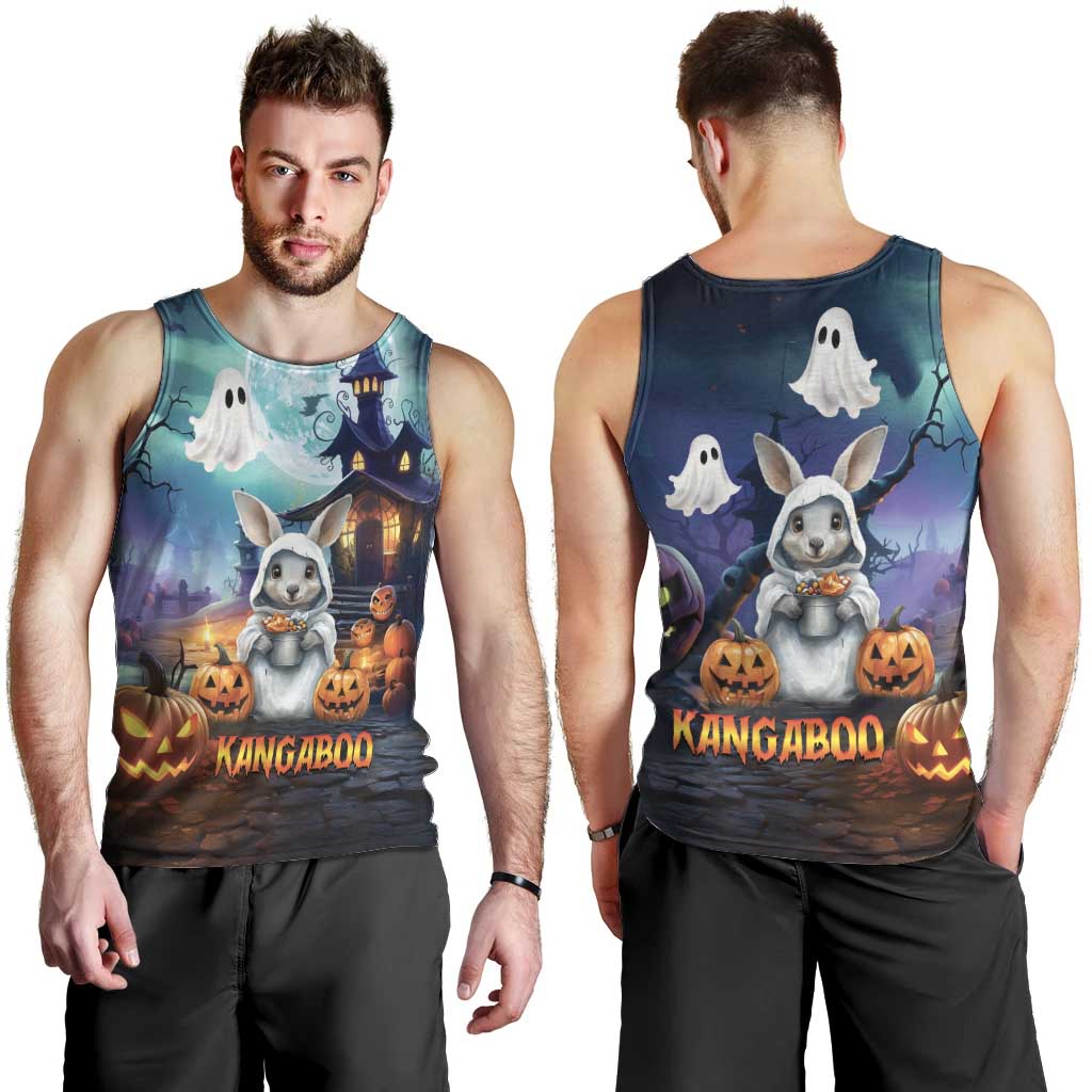 Happy Kangaboo Men Tank Top Kangaroo and Halloween Haunted House