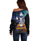 Happy Kangaboo Off Shoulder Sweater Kangaroo and Halloween Haunted House