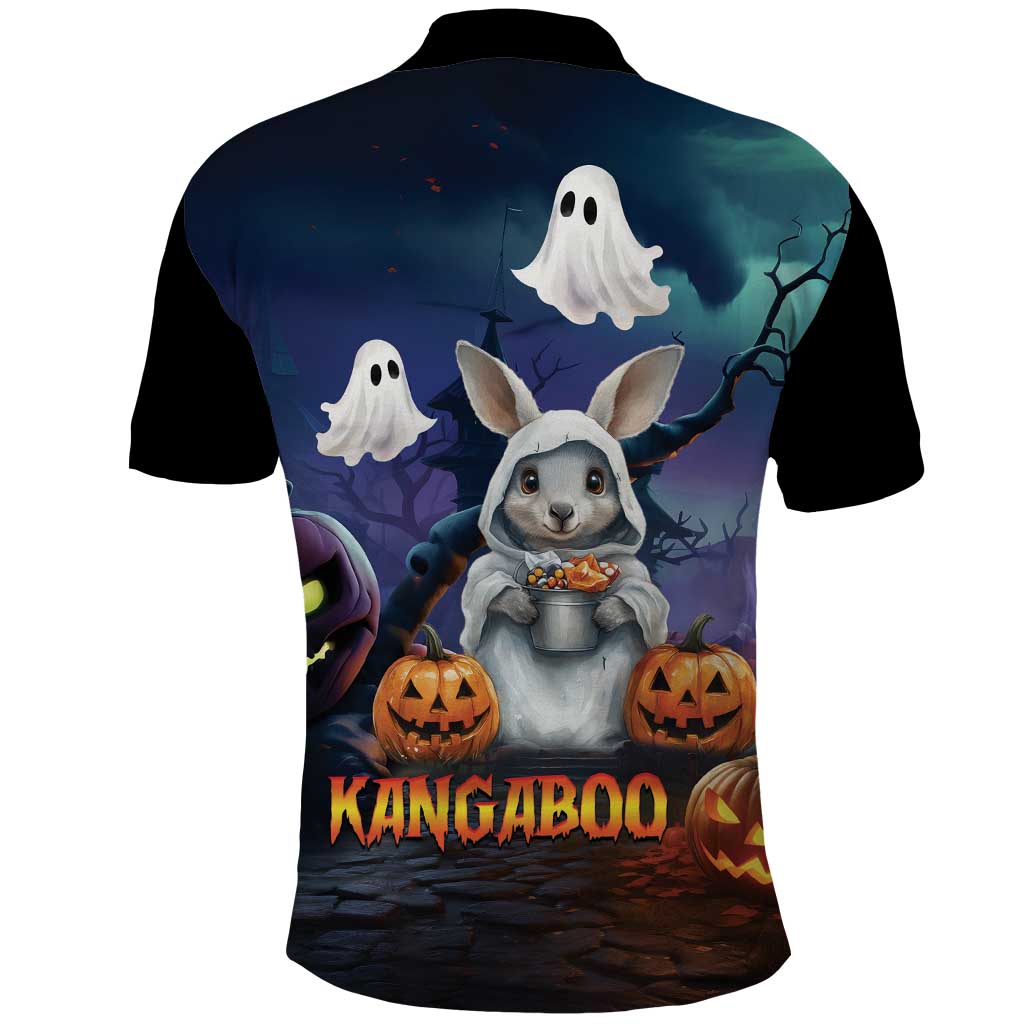 Happy Kangaboo Polo Shirt Kangaroo and Halloween Haunted House