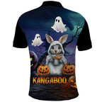 Happy Kangaboo Polo Shirt Kangaroo and Halloween Haunted House