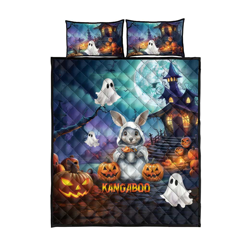 Happy Kangaboo Quilt Bed Set Kangaroo and Halloween Haunted House
