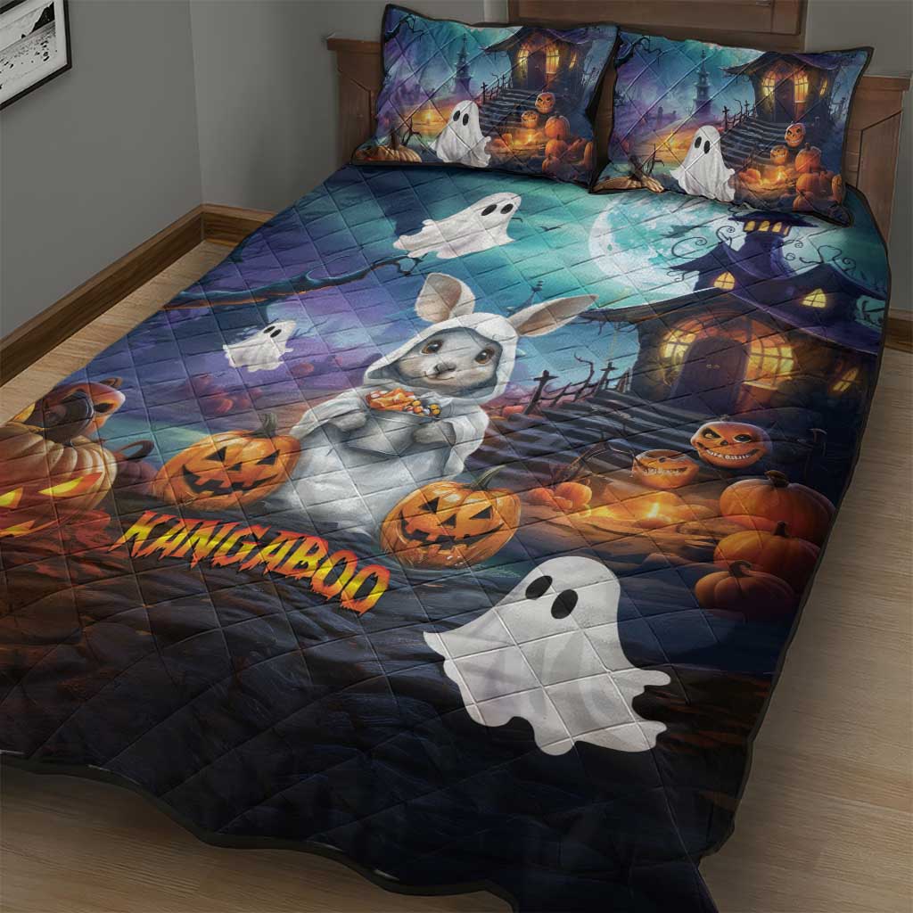 Happy Kangaboo Quilt Bed Set Kangaroo and Halloween Haunted House