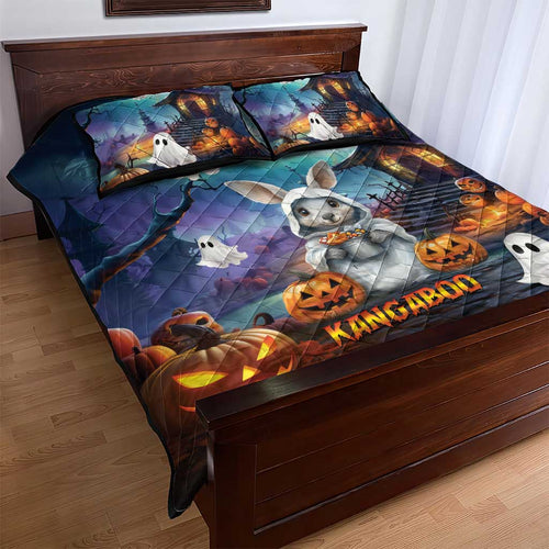 Happy Kangaboo Quilt Bed Set Kangaroo and Halloween Haunted House