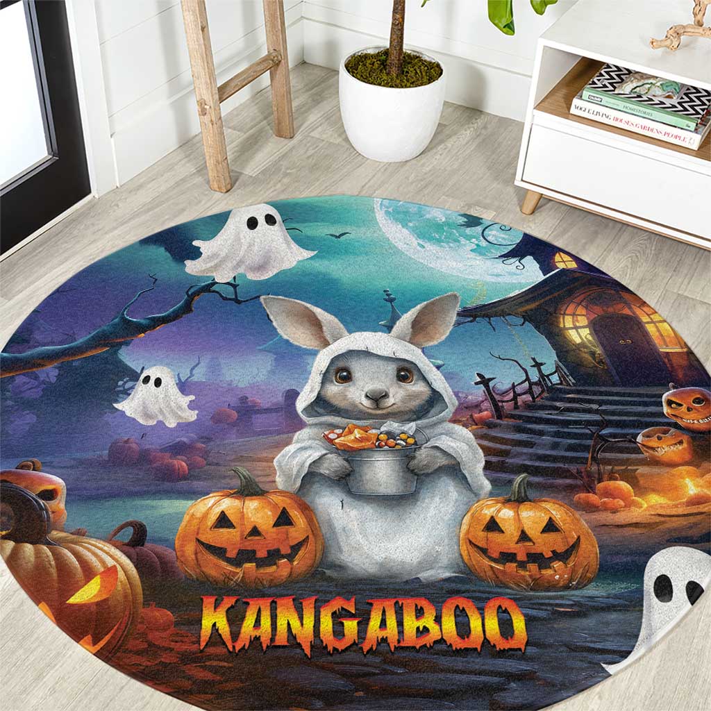 Happy Kangaboo Round Carpet Kangaroo and Halloween Haunted House