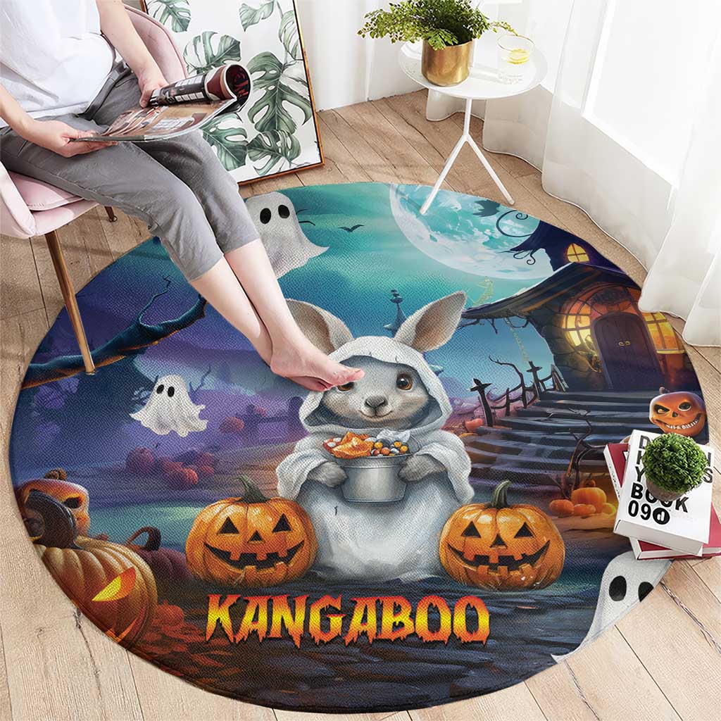 Happy Kangaboo Round Carpet Kangaroo and Halloween Haunted House