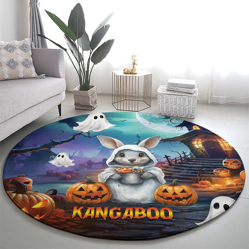 Happy Kangaboo Round Carpet Kangaroo and Halloween Haunted House