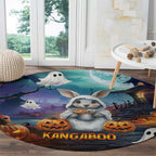 Happy Kangaboo Round Carpet Kangaroo and Halloween Haunted House