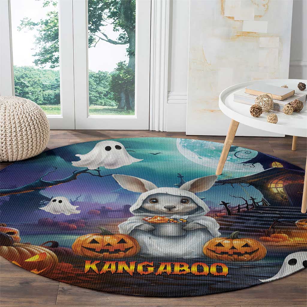 Happy Kangaboo Round Carpet Kangaroo and Halloween Haunted House