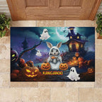 Happy Kangaboo Rubber Doormat Kangaroo and Halloween Haunted House