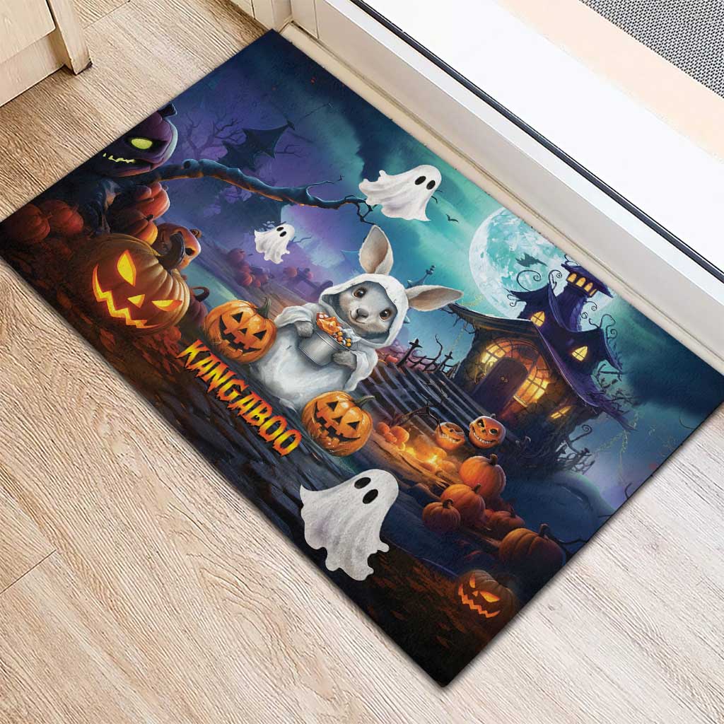 Happy Kangaboo Rubber Doormat Kangaroo and Halloween Haunted House