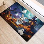Happy Kangaboo Rubber Doormat Kangaroo and Halloween Haunted House