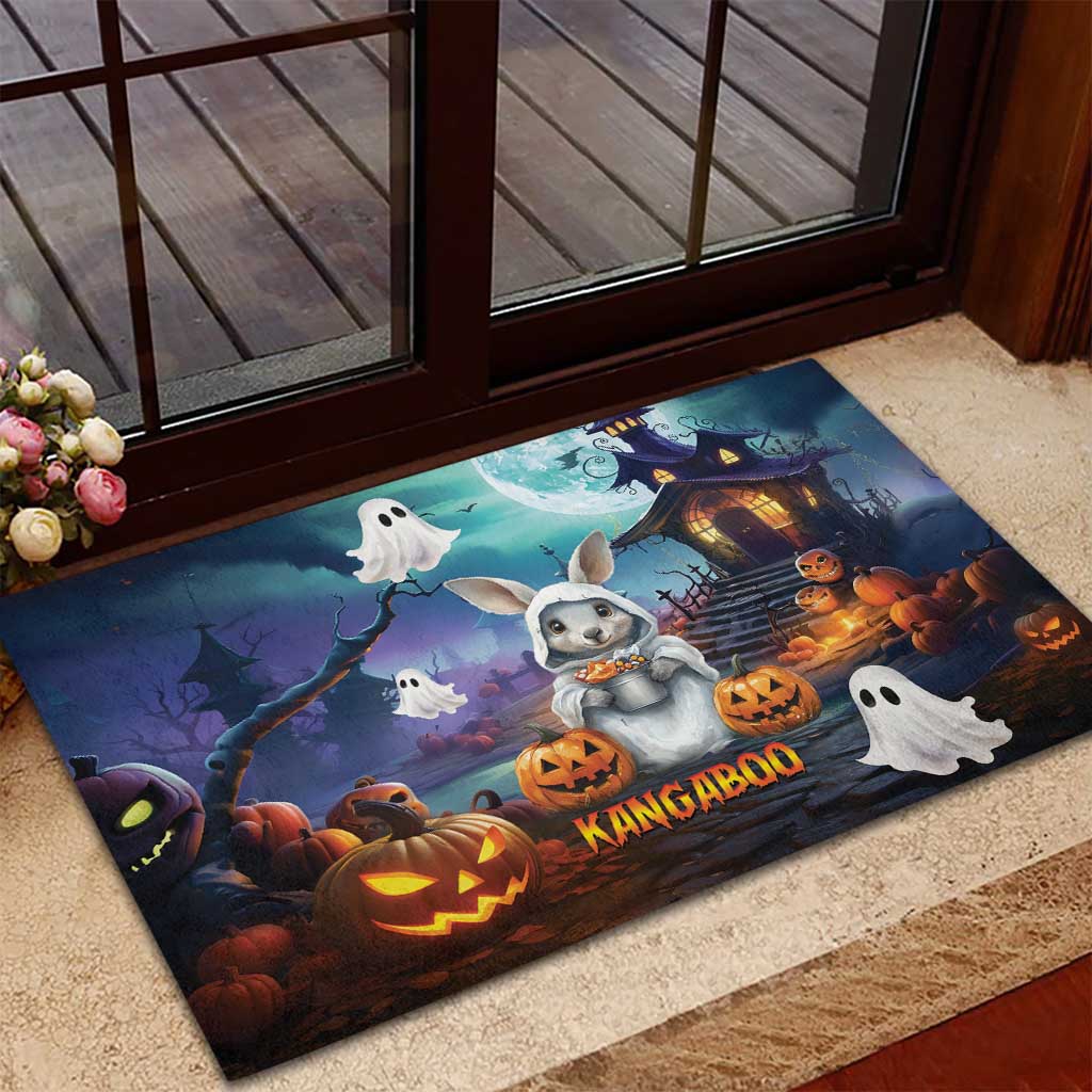 Happy Kangaboo Rubber Doormat Kangaroo and Halloween Haunted House