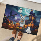 Happy Kangaboo Rubber Doormat Kangaroo and Halloween Haunted House