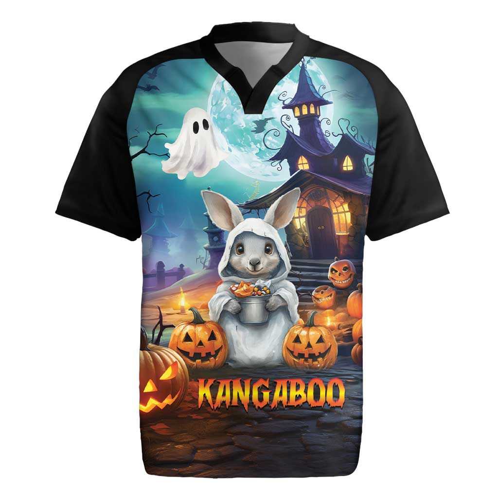 Happy Kangaboo Rugby Jersey Kangaroo and Halloween Haunted House