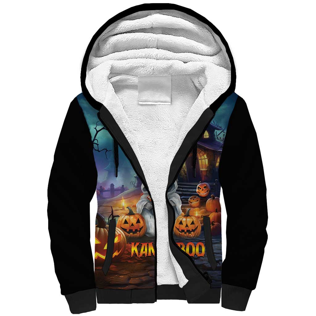 Happy Kangaboo Sherpa Hoodie Kangaroo and Halloween Haunted House