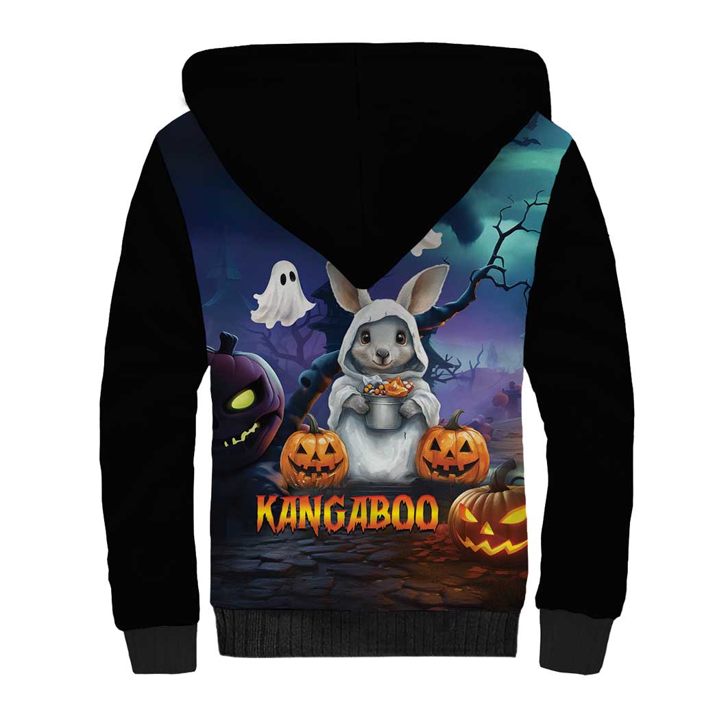 Happy Kangaboo Sherpa Hoodie Kangaroo and Halloween Haunted House