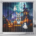 Happy Kangaboo Shower Curtain Kangaroo and Halloween Haunted House
