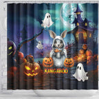 Happy Kangaboo Shower Curtain Kangaroo and Halloween Haunted House
