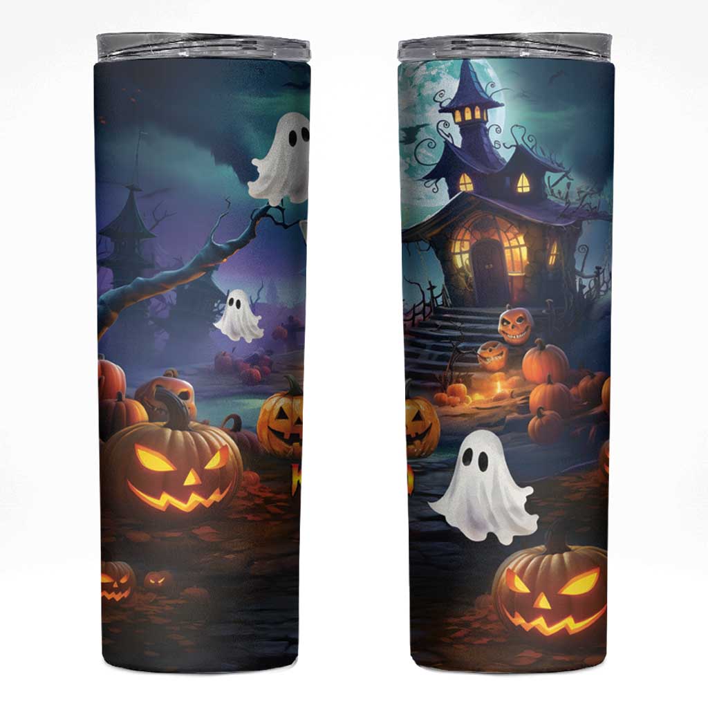 Happy Kangaboo Skinny Tumbler Kangaroo and Halloween Haunted House
