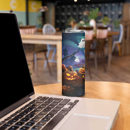 Happy Kangaboo Skinny Tumbler Kangaroo and Halloween Haunted House