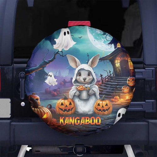 Happy Kangaboo Spare Tire Cover Kangaroo and Halloween Haunted House