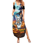 Happy Kangaboo Summer Maxi Dress Kangaroo and Halloween Haunted House
