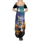 Happy Kangaboo Summer Maxi Dress Kangaroo and Halloween Haunted House