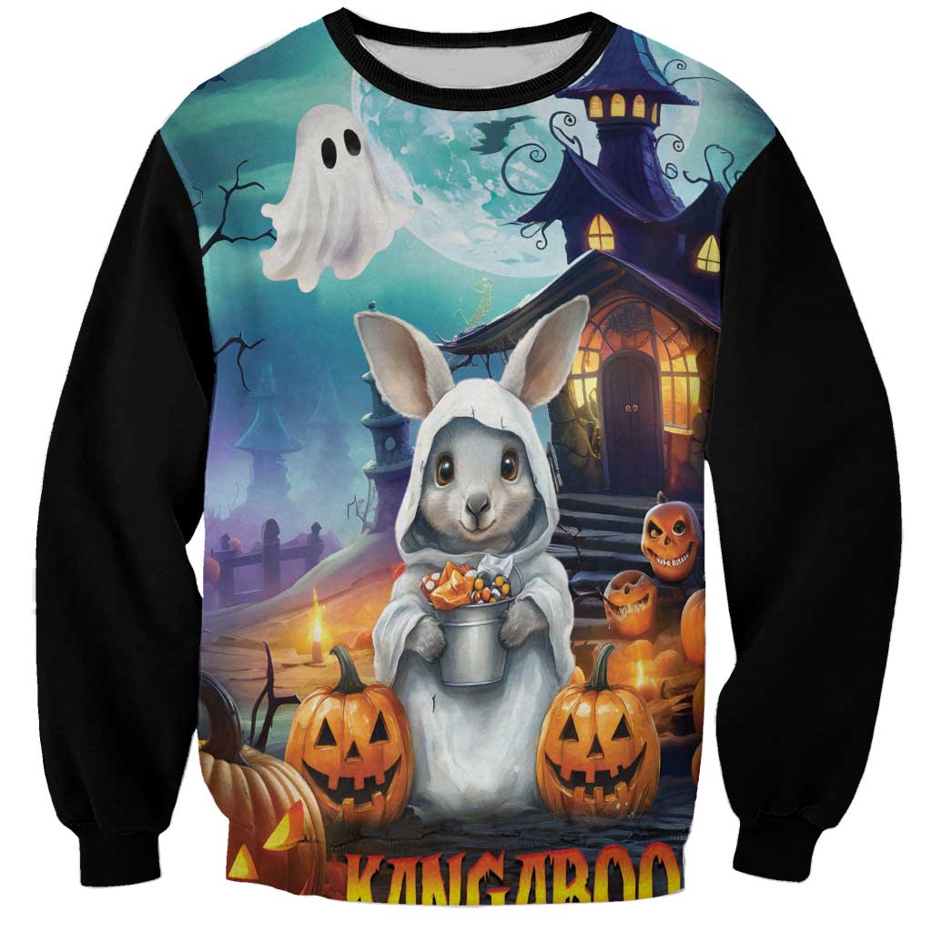Happy Kangaboo Sweatshirt Kangaroo and Halloween Haunted House